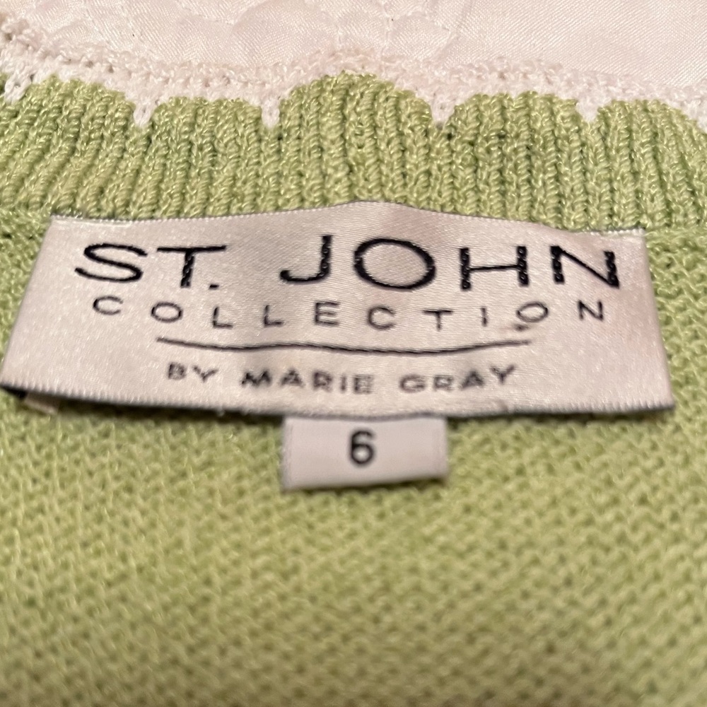 Vintage ST JOHN Collection‎ by Marie Grey Lime Green Cardigan - Picture 5 of 9